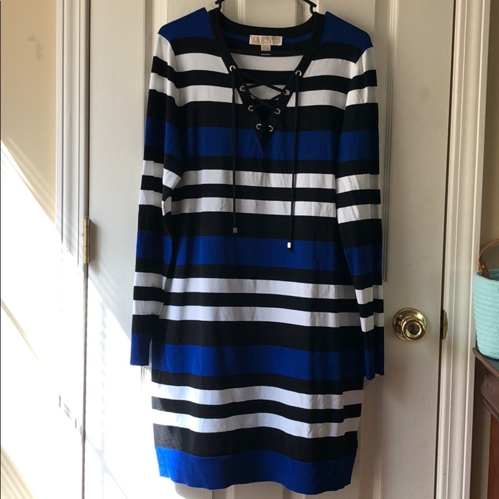 Blue striped Michael Kors sweater style dress